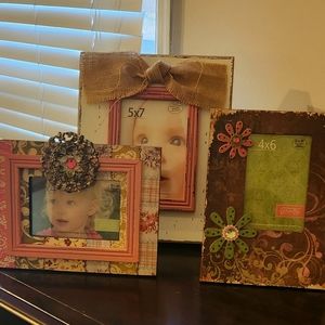 Green Tree Gallery picture frames, 3 frames, pink and white, Hobby Lobby Brand